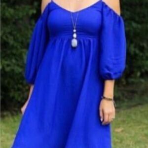 Anthropologie Moulinette Soeurs Blue 3/4 Sleeve Dress sz XS small